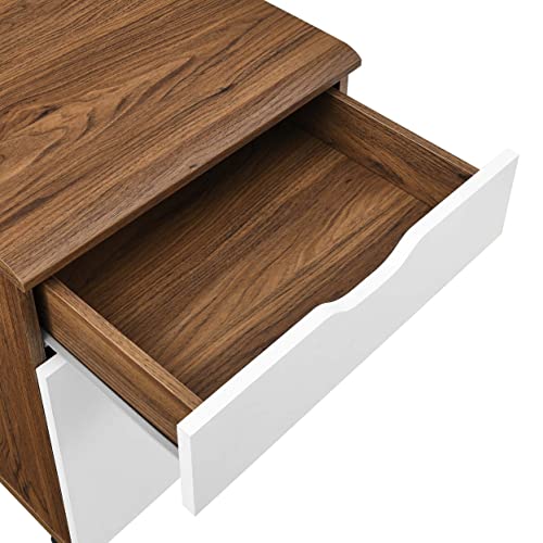 Modway Envision Mid-Century Modern Office File Cabinet in Walnut White
