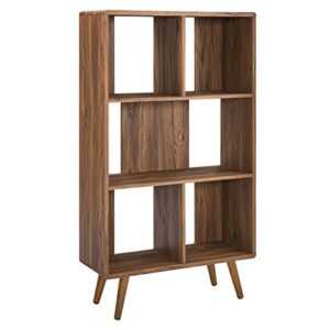 modway eei-5743-wal transmit 31" wood bookcase, walnut