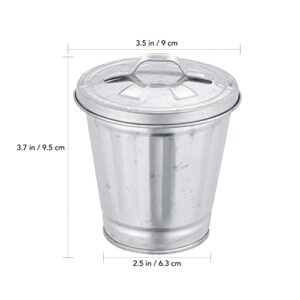 Toddmomy Mini Desktop Trash Can with Lid Metal Rubbish Bin Tiny Garbage Can Mini Tabletop Flowerpot Pen Holder for Home Office Countertop