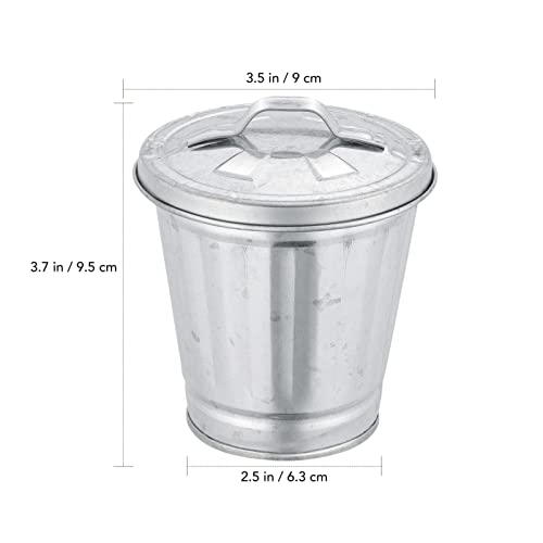 Toddmomy Mini Desktop Trash Can with Lid Metal Rubbish Bin Tiny Garbage Can Mini Tabletop Flowerpot Pen Holder for Home Office Countertop