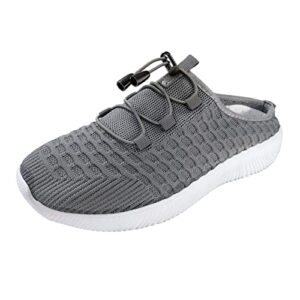 slippers for women breathe mesh walking slip on shoes women fashion sneakers comfort wedge platform loafersb182 grey
