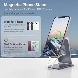 Lucrave Magnetic Phone Stand Holder for Desk, Adjustable Aluminum MagSafe Cell Phone Stand Cradle Compatible with iPhone 15 14 13 12 Pro Max Plus Mini MagSafe Case All Phones