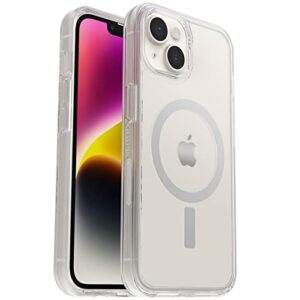 otterbox iphone 14 & iphone 13 symmetry series+ case - clear , ultra-sleek, snaps to magsafe, raised edges protect camera & screen