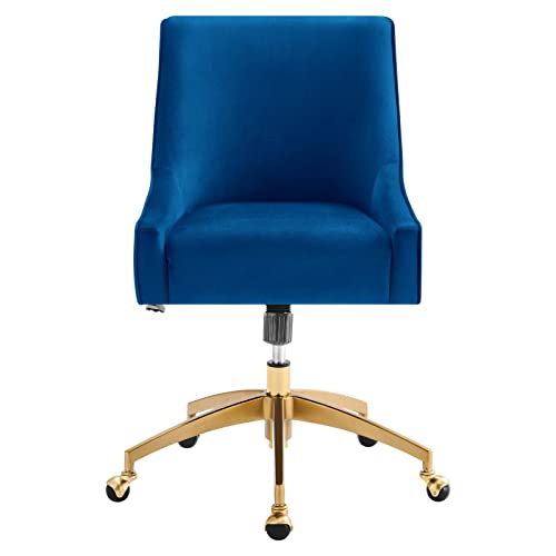 Modway Discern Performance Velvet Swivel Office Chair in Navy