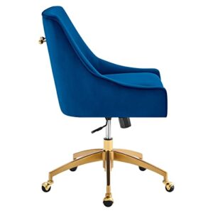 Modway Discern Performance Velvet Swivel Office Chair in Navy