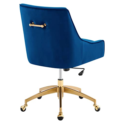 Modway Discern Performance Velvet Swivel Office Chair in Navy