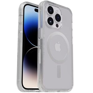 otterbox iphone 14 pro (only) symmetry series+ case - clear , ultra-sleek, snaps to magsafe, raised edges protect camera & screen