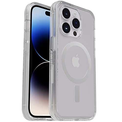 OtterBox iPhone 14 Pro (ONLY) Symmetry Series+ Case - CLEAR , ultra-sleek, snaps to MagSafe, raised edges protect camera & screen