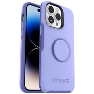 OtterBox iPhone 14 Pro (ONLY) Otter + Pop Symmetry Series Case - PERIWINK (Purple), integrated PopSockets PopGrip, slim, pocket-friendly, raised edges protect camera & screen