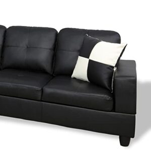 Star Home Living Genesis Sectional Sofa L-Shape-PU Leather, Left Facing, Black