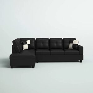 Star Home Living Genesis Sectional Sofa L-Shape-PU Leather, Left Facing, Black