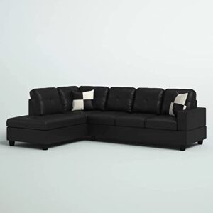 Star Home Living Genesis Sectional Sofa L-Shape-PU Leather, Left Facing, Black