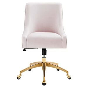 Modway Discern Performance Velvet Swivel Office Chair in Pink