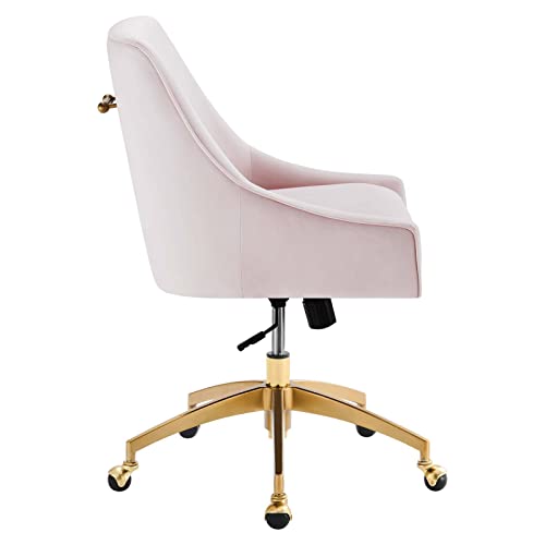 Modway Discern Performance Velvet Swivel Office Chair in Pink