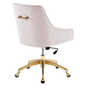 Modway Discern Performance Velvet Swivel Office Chair in Pink