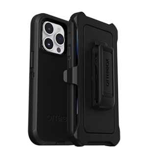 otterbox iphone 14 pro (only) defender series case - black , rugged & durable, with port protection, includes holster clip kickstand