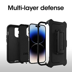 OtterBox iPhone 14 Pro (ONLY) Defender Series Case - BLACK , rugged & durable, with port protection, includes holster clip kickstand