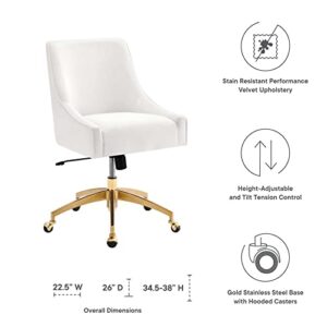 Modway Discern Performance Velvet Swivel Office Chair in White