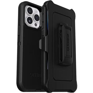 otterbox iphone 14 pro max (only) defender series case - black , rugged & durable, with port protection, includes holster clip kickstand