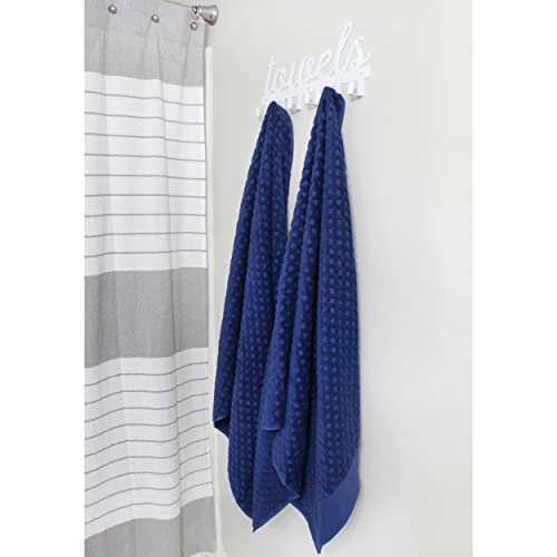 AuldHome White Towel Hanger w/ 6 Hooks, Farmhouse Style Towel Hanger Hooks for Wall/Door Mounted