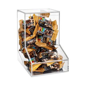 simplyimagine acrylic candy dispenser bin with 2 lids for bulk candy storage - bubble gum, lollipops, chocolate and more snacks - for home, desktop, tabletop or wall mount use