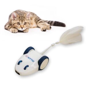 kittio robo mouse - interactive mouse chase cat toy - usb charging - smart steering sensors & motion activated