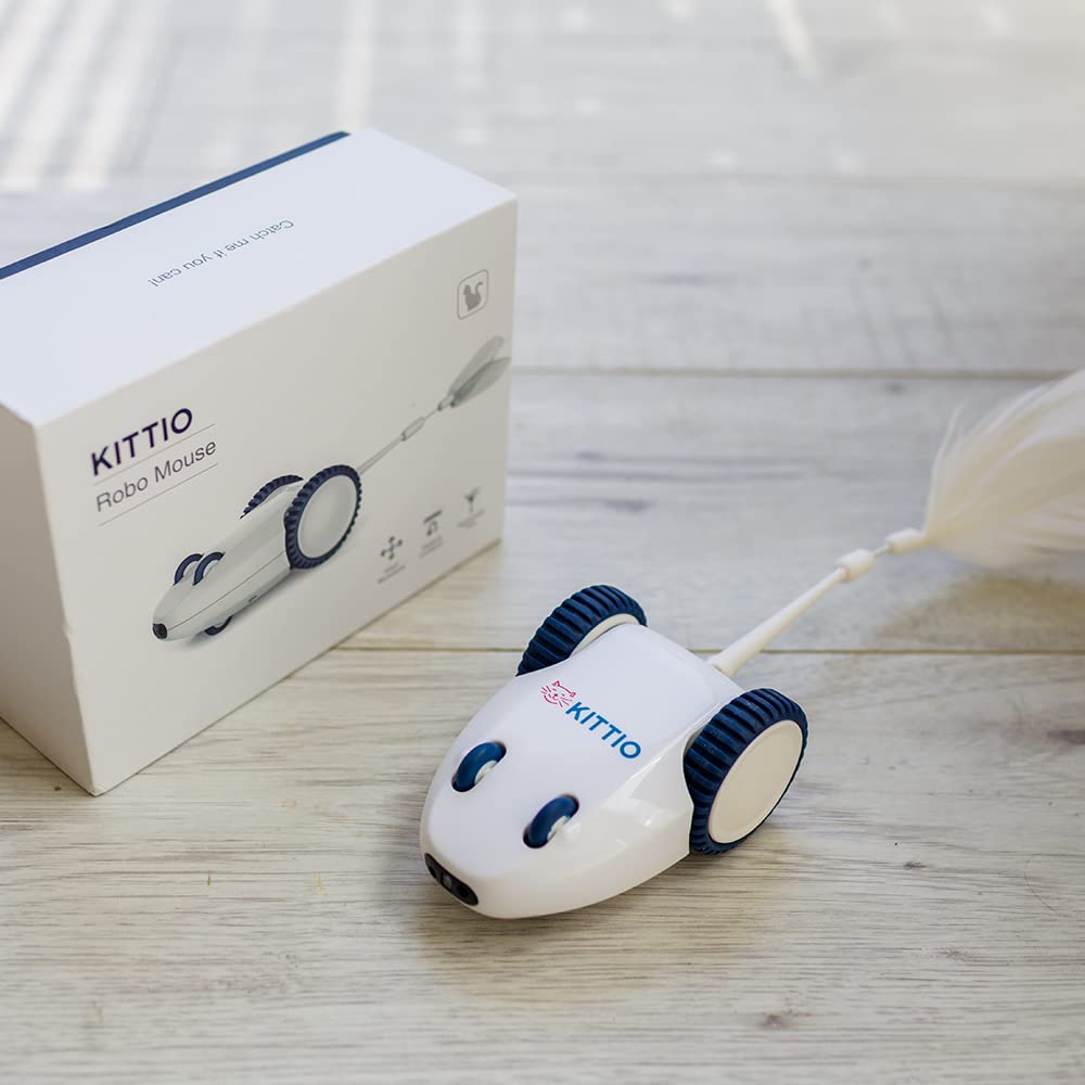 Kittio Robo Mouse - Interactive Mouse Chase Cat Toy - USB Charging - Smart Steering Sensors & Motion Activated