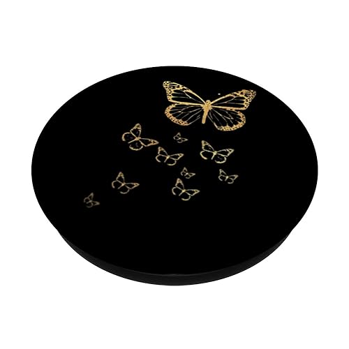 Gold Black Butterfly Aesthetic Trendy Simple Minimalist PopSockets Standard PopGrip