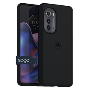 motorola moto edge (2022) soft protective case- slim fit- silicone coated exterior, microfiber interior lining, precision cutouts, shock absorbing covers- black [not for edge plus 2022]