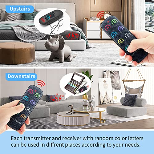 Key Finder with Extra Backup Advanced Fabric RF Transmitter, Item Locator with 131ft Working Range, Wireless Key Tracker with 85dB Loud Beep, Pet/Wallet/Phone Tracker
