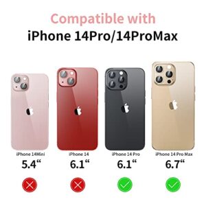 Mansoorr Camera Lens Protector for iPhone 14 Pro/iPhone 14 Pro Max, Alloy Metal Camera Cover with Tempered Glass Screen Protector Accessories,Case Friendly,Scratch Resistant,Easy to Install -Gold