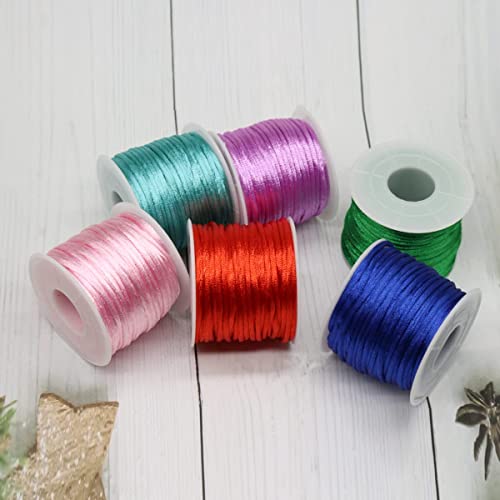 2mm Nylon Rattail Satin Silk Trim Cord 20 Colors 437 Yards Beading String for Friendship Bracelets, Necklaces, Jewelry Making, Chinese Knotting，Arts and Crafts (437)