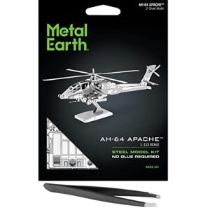metal earth fascinations ah-64 apache 3d metal model kit bundle with tweezers