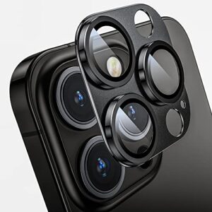 mansoorr camera lens protector for iphone 14 pro / iphone 14 pro max, alloy metal camera cover with tempered glass screen protector accessories,case friendly,scratch resistant,easy to install - space black