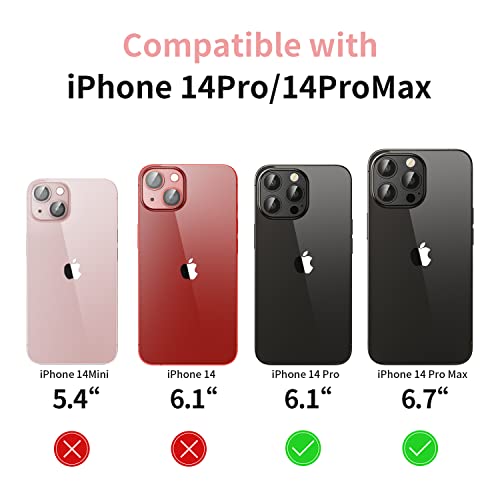 Mansoorr Camera Lens Protector for iPhone 14 Pro / iPhone 14 Pro Max, Alloy Metal Camera Cover with Tempered Glass Screen Protector Accessories,Case Friendly,Scratch Resistant,Easy to Install - Space Black