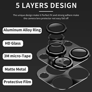 Mansoorr Camera Lens Protector for iPhone 14 Pro / iPhone 14 Pro Max, Alloy Metal Camera Cover with Tempered Glass Screen Protector Accessories,Case Friendly,Scratch Resistant,Easy to Install - Space Black