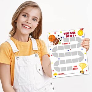 Sports Themed Magnetic Dry Erase Chore Chart for Kids, Good Behavior Chart for Kids at Home - Organizational Reward Planner - 8 x 10 inch Magnetic Reward Behavior Star Chore Chart