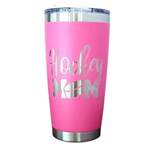 Hockey Mom 20oz Stainless Steel Coffee Travel Mug (Pink), Insulated Tumbler, Hockey mom gifts for women, To Go Mug