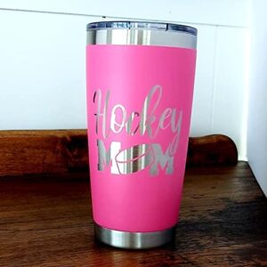 Hockey Mom 20oz Stainless Steel Coffee Travel Mug (Pink), Insulated Tumbler, Hockey mom gifts for women, To Go Mug