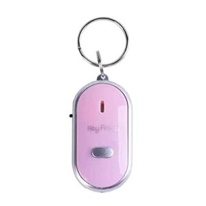 whistle key finder led flashing beeping sound remote anti-lost key finder item locator keyring for keys, wallets, bags, luggage and more pink