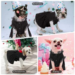 Kuoser Dog Dresses for Christmas Wedding Birthday Party, Small Medium Dogs Dress Puppy Costume with Bow-Knot, Cute Pet Clothes Cat Apparel, Black Medium