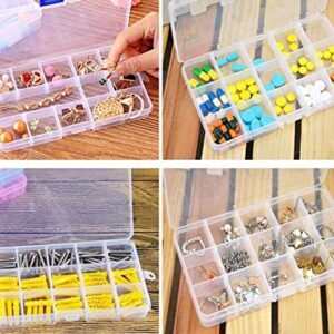 Yansanido 4 Pcs 15 Grids Clear 6.85 Inch x 3.85 Inch Adjustable Small Removable Clear Plastic Jewelry Organizer Divider Storage Box Jewelry Earring Tool Containers (4 Pcs Clear)