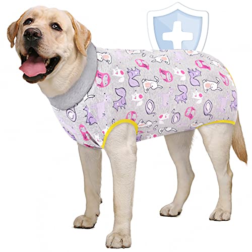 AOFITEE Dog Recovery Suit, Surgical Recovery Suit for Dog Female After Spay, Rabbit Pattern Dog Recovery Shirt for Abdominal Wounds, Anti Licking Dog Onesie Jumpsuit E-Collar Cone Alternative 6XL