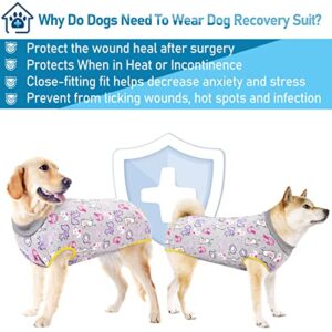 AOFITEE Dog Recovery Suit, Surgical Recovery Suit for Dog Female After Spay, Rabbit Pattern Dog Recovery Shirt for Abdominal Wounds, Anti Licking Dog Onesie Jumpsuit E-Collar Cone Alternative 6XL