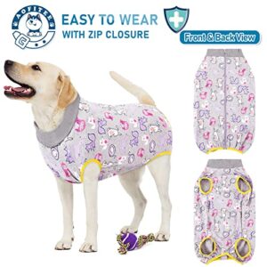 AOFITEE Dog Recovery Suit, Surgical Recovery Suit for Dog Female After Spay, Rabbit Pattern Dog Recovery Shirt for Abdominal Wounds, Anti Licking Dog Onesie Jumpsuit E-Collar Cone Alternative 6XL