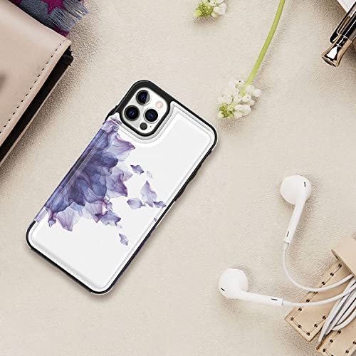 LETO iPhone 14 Pro Case,Luxury Flip Folio Leather Wallet Case Cover with Fashion Designs for Girls Women,Card Slots Kickstand Protective Phone Case for iPhone 14 Pro 6.1" Blooming Purple Flower