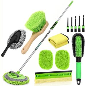 wontolf 62'' car wash brush with long handle microfiber car wash mop mitt kit car detailing brush cleaning kit windshield squeegee car duster cleaning cloth for cars rv truck boat 15pcs