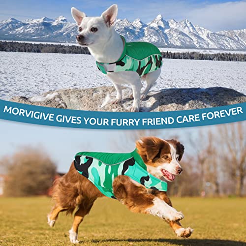 MORVIGIVE Camo Winter Dog Coat, Reversible Waterproof Dog Jacket Dog Cold Weather Coats, Warm Dog Puffer Jacket Reflective Dog Coat with Harness Built in for Small Medium Large Dogs