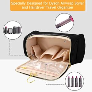 Flngr Travel Storage Bag Compatible with Dyson Airwrap Complete Styler and Attachments, Portable Storage Bag with Hanging Hook for Dyson Airwrap Accessories, Black