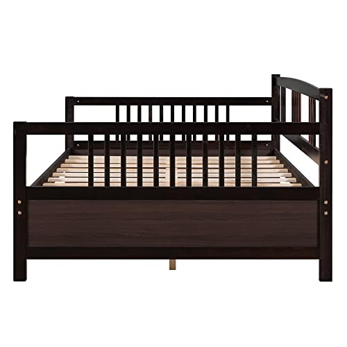 Harper & Bright Designs Full Daybed,Wood Full Size Daybed with Wooden Slats Support, Daybed Sofa Bed Frame for Living Room,Guest Room,Children Room, Espresso